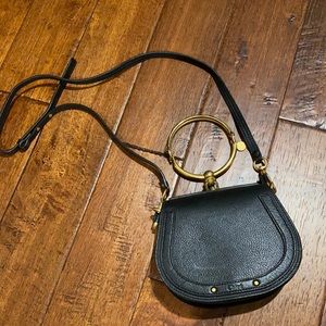 SOLD Chloe Small Black Nile Leather & Suede Saddle Bag